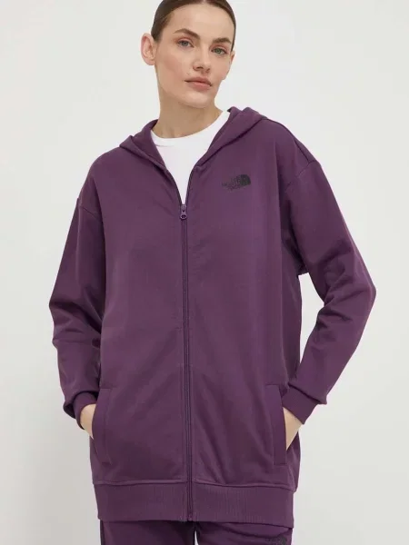 Μπλούζα The North Face γυναικεία μοβ με κουκούλα μωβ