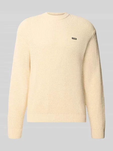 Sweter z dzianiny z mieszanki bawełny z naszywką z logo w kroju regular fit Review