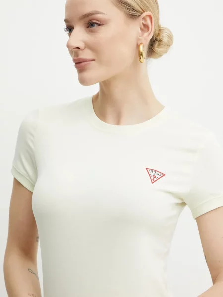 Тениска Guess жълто бежово