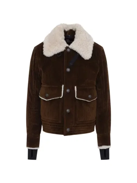 Gulerat geacă Moncler Grenoble de catifea cord maro