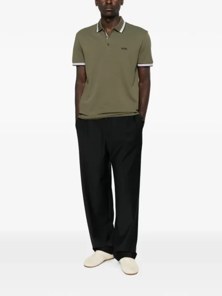 Tricou polo Boss cu autograf verde