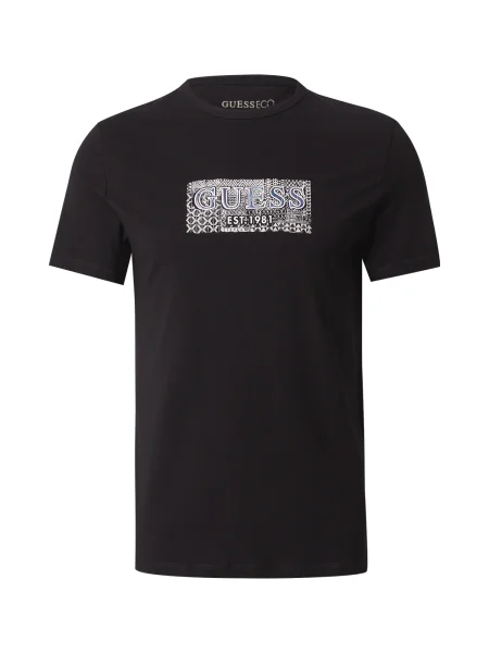 GUESS Tricou indigo / negru alb