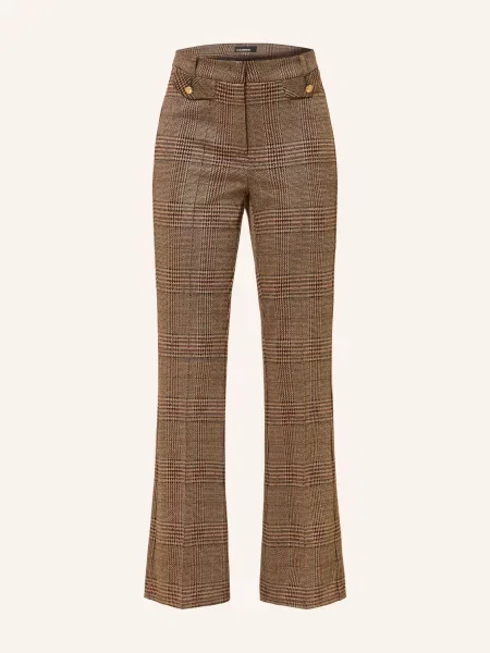Cambio Kalhoty S Rozšiřujícím Se Střihem Fleur Cropped tmavě hnědá / světle hnědá / tmavě červená