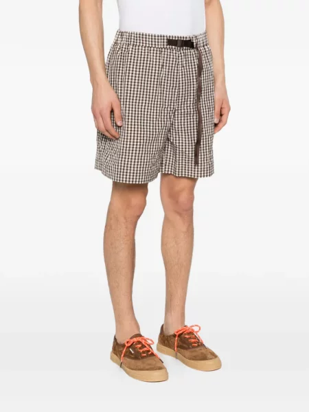 Pantaloni scurți Moncler în carouri maro