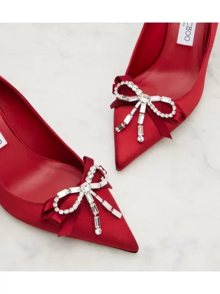 Pantofi cu toc Jimmy Choo din satin roșu