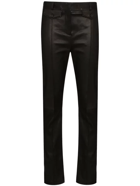 Skinny jeansy skinny Tom Ford skórzane brązowe