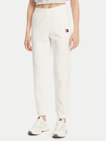 Tommy Jeans Sportinės kelnės Badge Écru