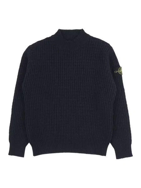 Sweter Stone Island wełniany z kamieniami niebieski