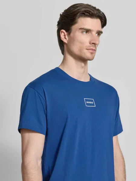 T-shirt o kroju regular fit z mieszanki bawełny Model LAZE T-SHIRT' Hugo niebieska
