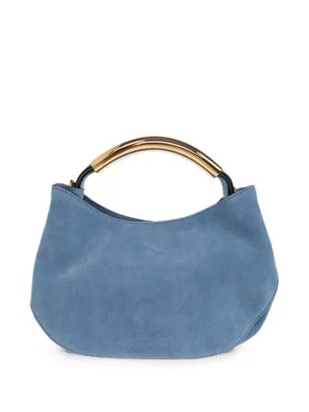 Szarvasbőr shopper táska Moschino autogrammal kék