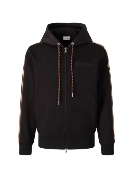 Hanorac cu glugă Moncler cu dungi cu autograf negru