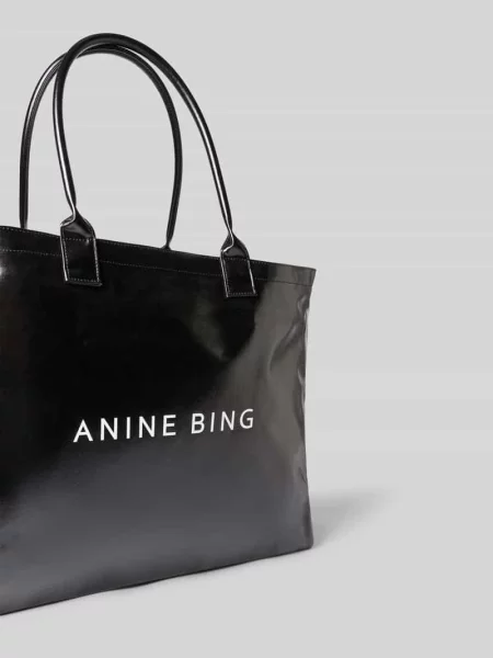 Shopperka Anine Bing płócienna z logo czarna