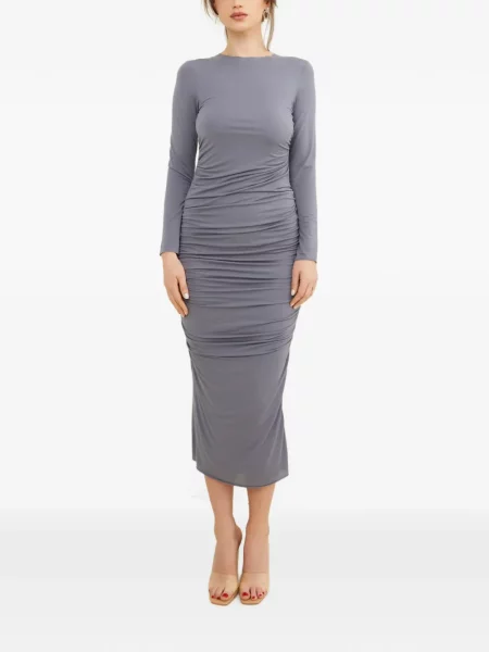 Lung rochie midi Tessitura Body Couture drapată gri