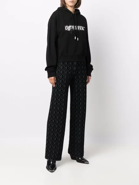 Raštuotas džemperis su gobtuvu Off-white balta