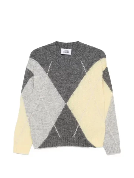 Pulover Alpha Studio cu model argyle gri