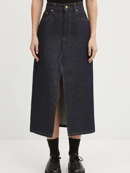 Carhartt WIP fustă jeans W Brandon Skirt midi drept