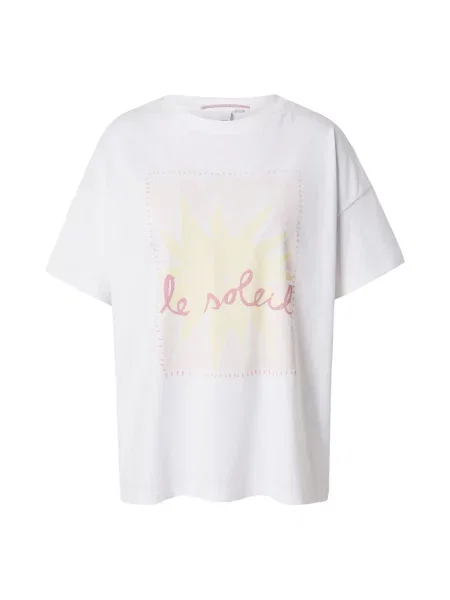 QS Tricou galben deschis / portocaliu pastel / roz pal alb