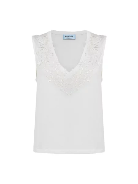 Top Blugirl z dżerseju biały