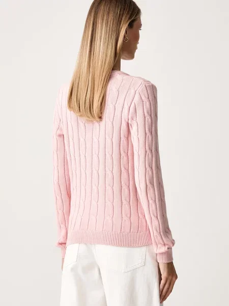U.S. Polo Assn. sweter CREW NECK CABLE różowy