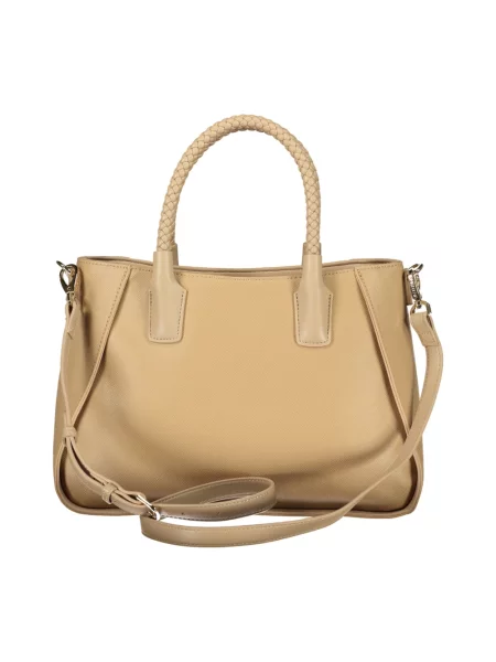 Lniana torebka Valentino Bags beżowa