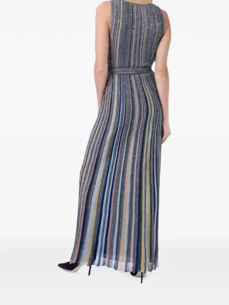 Rochie maxi Missoni fără mâneci cu dungi gri