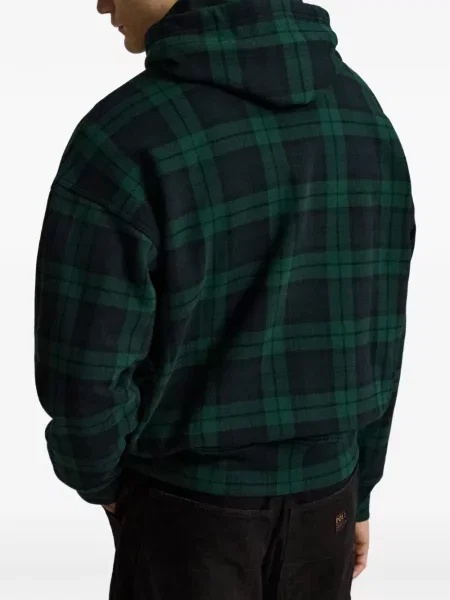 Кариран суичър с качулка Polo Ralph Lauren бродиран зелено