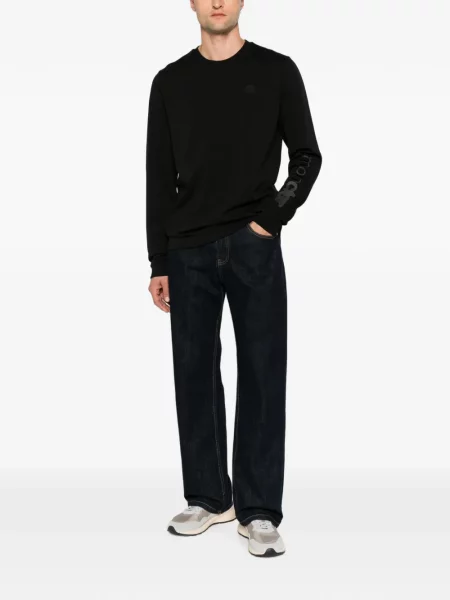 Lung tricou Moncler cu autograf negru