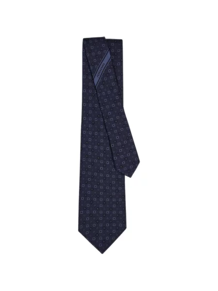 Cravată Ferragamo cu imprimeu geometric albastru