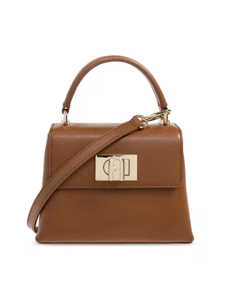 Furla torebka kuferek skórzana brązowa