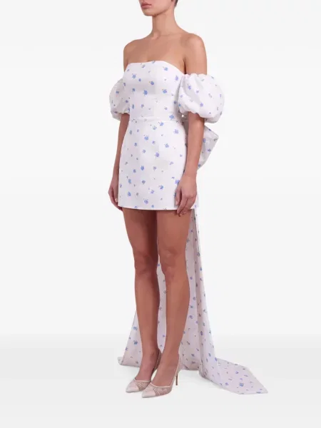 Rochie mini Post Meridiem cu model floral cu imagine alb