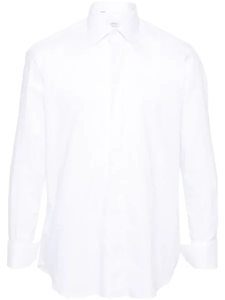 Gulerat cămașă Brioni din țesătură twill alb