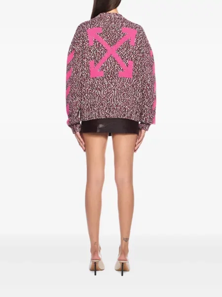 Pulover Off-white cu decolteu rotund alb