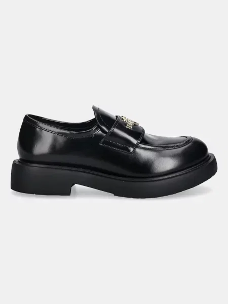 Кожаные мокасины Love Moschino на платформе черные