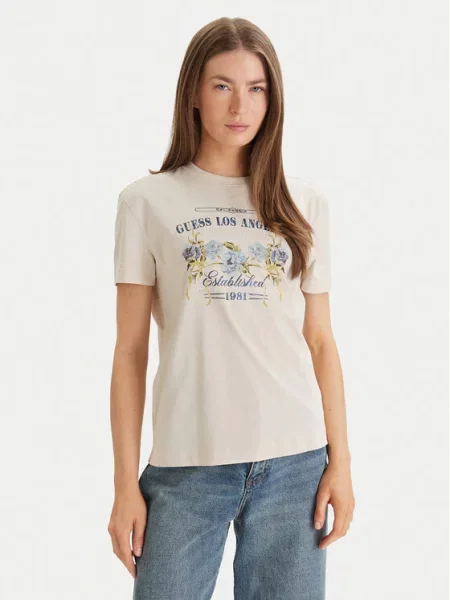 Guess T-shirt Regular Fit bež