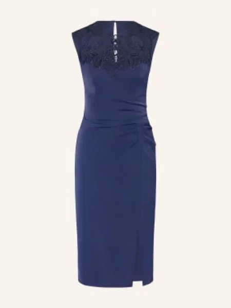 Lipsy Sukienka Koktajlowa Z Koronką blau granatowa