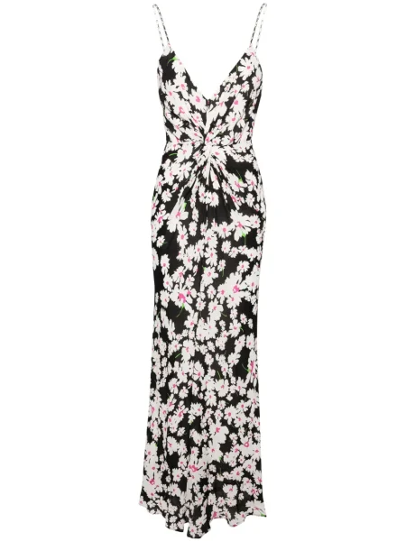 Rochie maxi Msgm cu model floral cu imagine din crep negru
