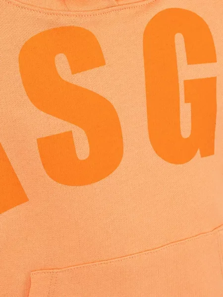 Hanorac cu glugă copii Msgm cu autograf portocaliu