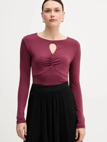 Majica z dolgimi rokavi Sisley bordo