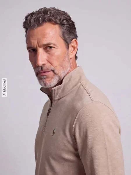 Bluza Polo Ralph Lauren ze stójką beżowa