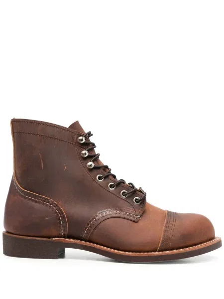 Botine Red Wing Shoes cu șireturi din piele roșu