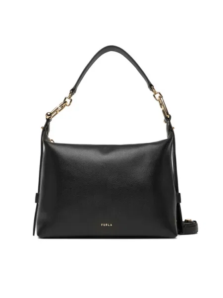 Bőr hobo táska Furla fekete