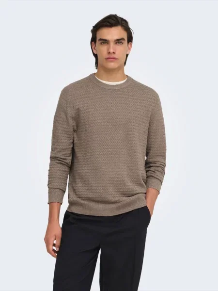 Only & Sons Sveter ONSLoui' hnedá