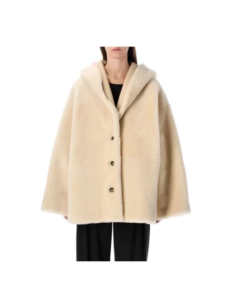 Kurtka skórzana Alberta Ferretti z kapturem biała