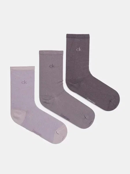 Чорапи Calvin Klein 4 чифта лилаво виолетово