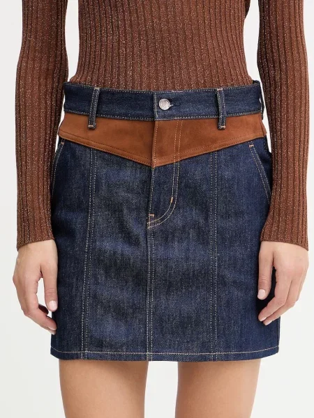 Liu Jo spódnica jeansowa mini rozkloszowana granatowy