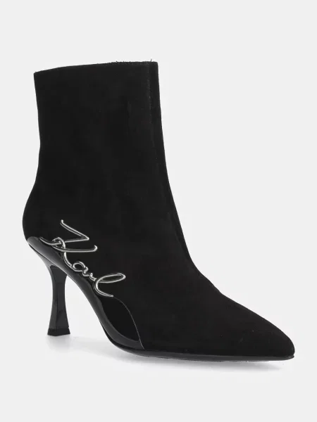 Велурени боти Karl Lagerfeld SIENNA с тънък черно