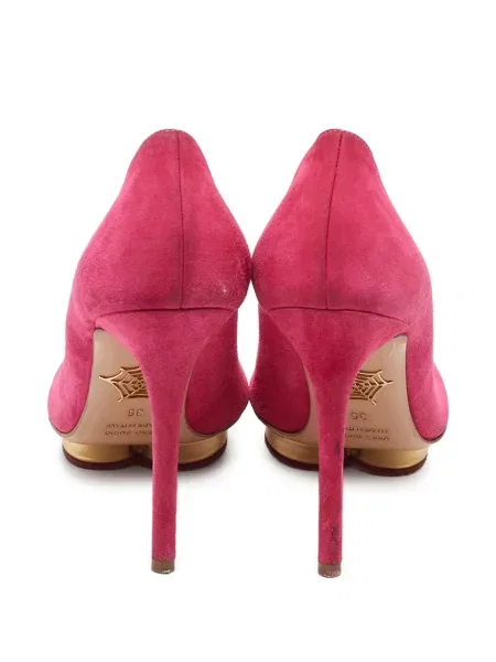 Szarvasbőr platform talpú körömcipő Charlotte Olympia rózsaszín