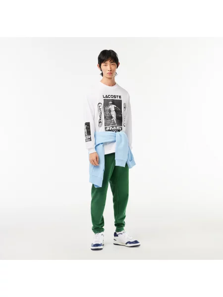 Lacoste Koszulka Loose Fit Z Nadrukiem René biała