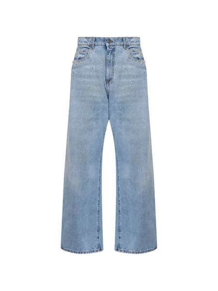 Szerokie jeansy Giuseppe Di Morabito z kryształkami niebieskie