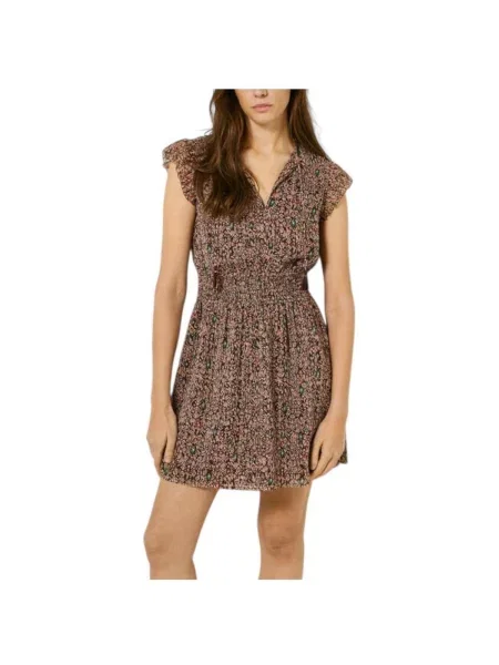 Rochie din denim Pepe Jeans maro